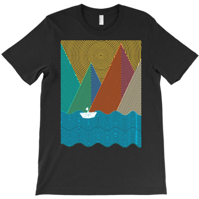 Geometric T  Shirt Geometry Mountain Waves T  Shirt T-shirt Designed By Amina Vonrueden