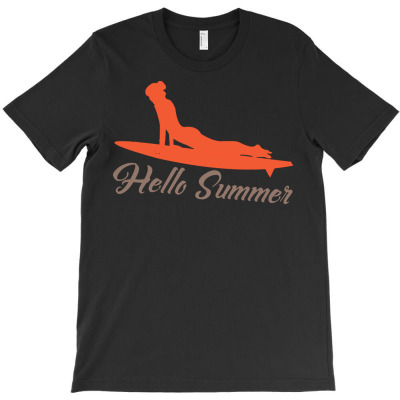Girl Surfer T  Shirt Hello Summer Day Girl Surfer T  Shirt T-shirt Designed By Amina Vonrueden