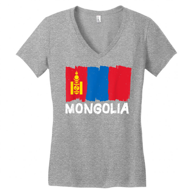 Cool Mongolia Flag T Shirt Women's V-Neck T-Shirt by oluwafemimccullers | Artistshot