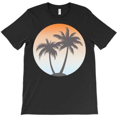 Holiday T  Shirt Coconut Tree On Beach T  Shirtby Arashbeathew T-shirt Designed By Amina Vonrueden