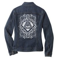 Freemason All Seeing Eye The Masonic Square Compasses T Shirt Ladies Denim Jacket | Artistshot