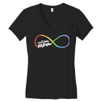 Family Autism Awareness Mom Rainbow Infinity Symbol T Shirt Women's V-neck T-shirt | Artistshot