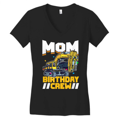 Birthday Party Construction Digger Mom Birthday Crew Women's V-neck T-shirt Designed By Roger K