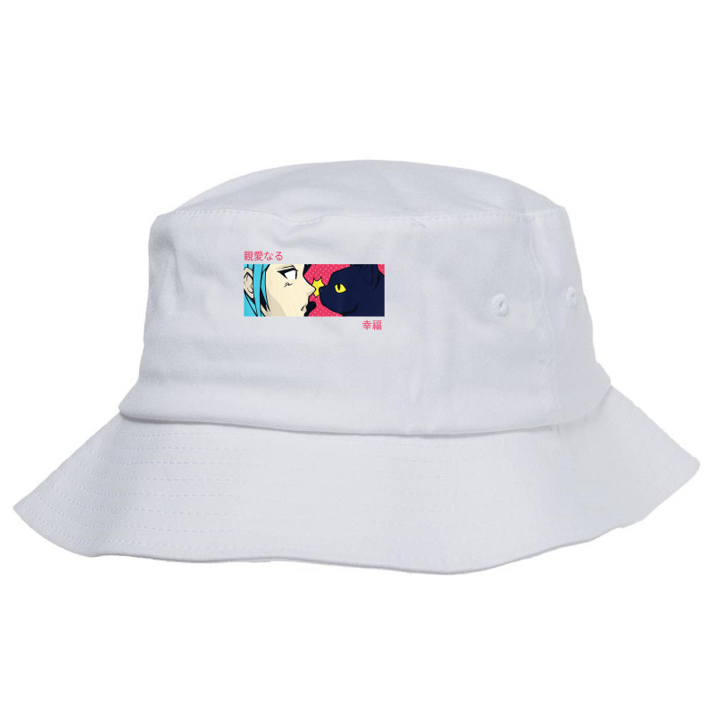 Anime Girl Eyes   Japan Culture Art   Japanese Aesthetic Cat T Shirt Bucket Hat | Artistshot