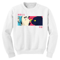 Anime Girl Eyes   Japan Culture Art   Japanese Aesthetic Cat T Shirt Youth Sweatshirt | Artistshot