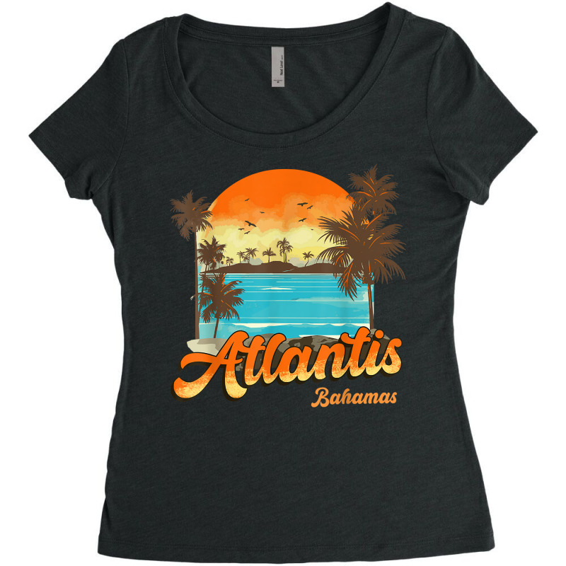 Atlantis Bahamas Beach Summer Vacation Palm Sunset T Shirt Women's Triblend Scoop T-shirt by lissuttie | Artistshot