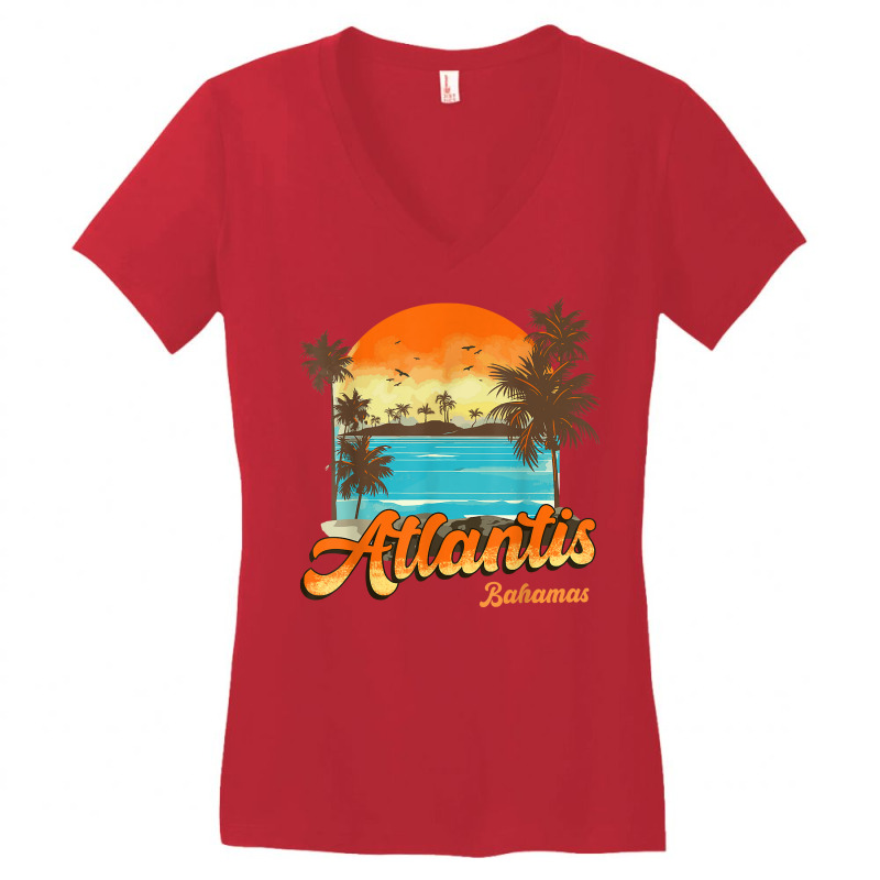 Atlantis Bahamas Beach Summer Vacation Palm Sunset T Shirt Women's V-Neck T-Shirt by lissuttie | Artistshot