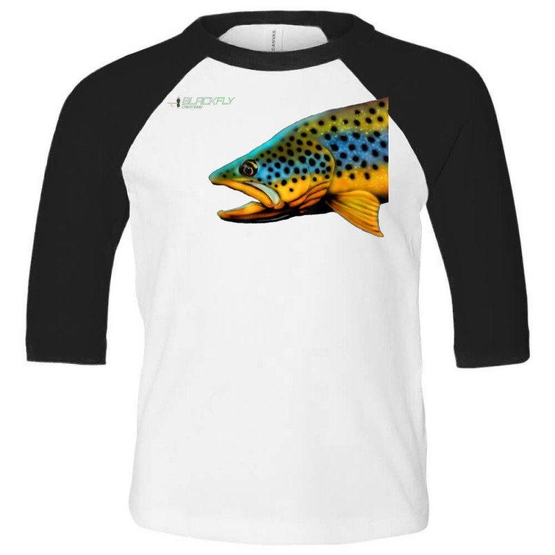 Black Fly Brown Trout Fishing Tenkara Fly Fishing T Shirt Toddler 3/4 Sleeve Tee by lissuttie | Artistshot