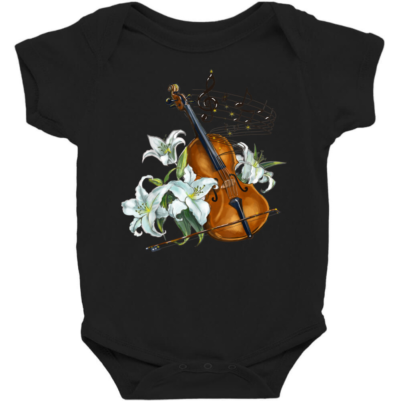 Floral Violin   Lilies Flower T Shirt Baby Bodysuit by lissuttie | Artistshot