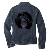 Gift Afro Diva Pink Lips Melanin Black Girl Magic Unbothered T Shirt Ladies Denim Jacket | Artistshot