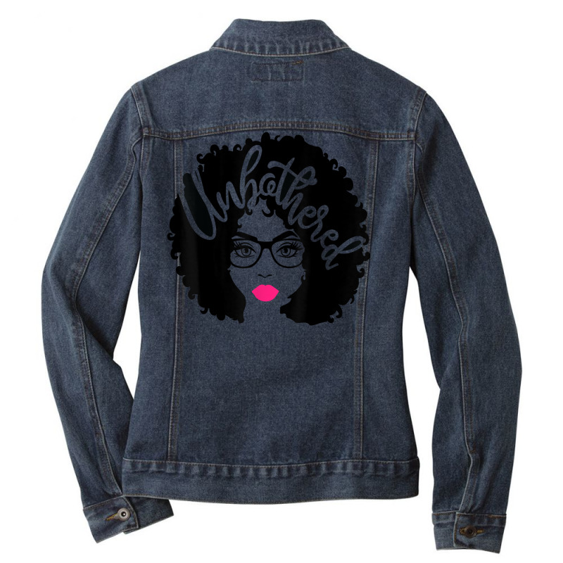 Gift Afro Diva Pink Lips Melanin Black Girl Magic Unbothered T Shirt Ladies Denim Jacket by atereabag | Artistshot