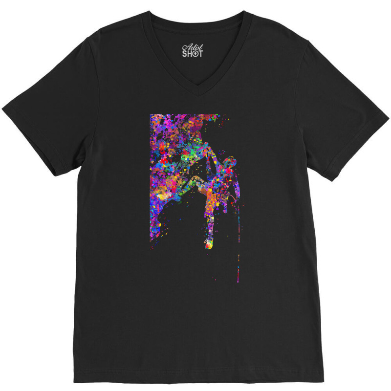 Climber T  Shirt Climber Man Watercolor Art T  Shirt V-neck Tee | Artistshot