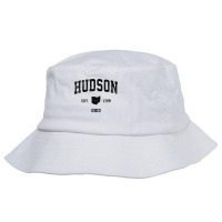 Hudson Ohio Oh Vintage Sports Design Black Print T Shirt Bucket Hat | Artistshot