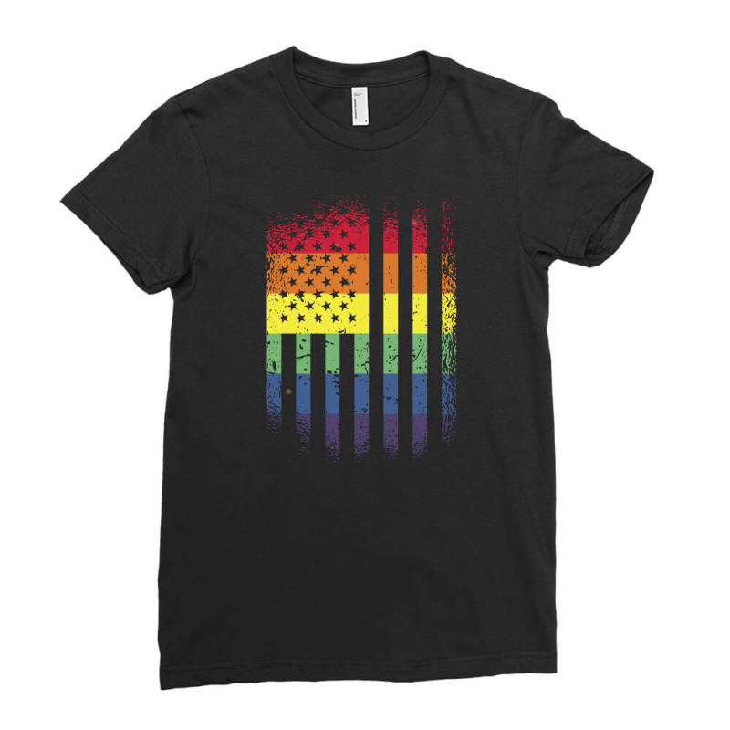American Pride Flag Ladies Fitted T-shirt | Artistshot