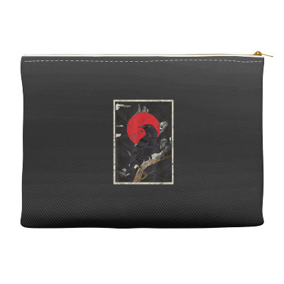 Red Moon Raven Graphic Black Crow Accessory Pouches Designed By Martinezart