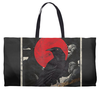 Red Moon Raven Graphic Black Crow Weekender Totes Designed By Martinezart