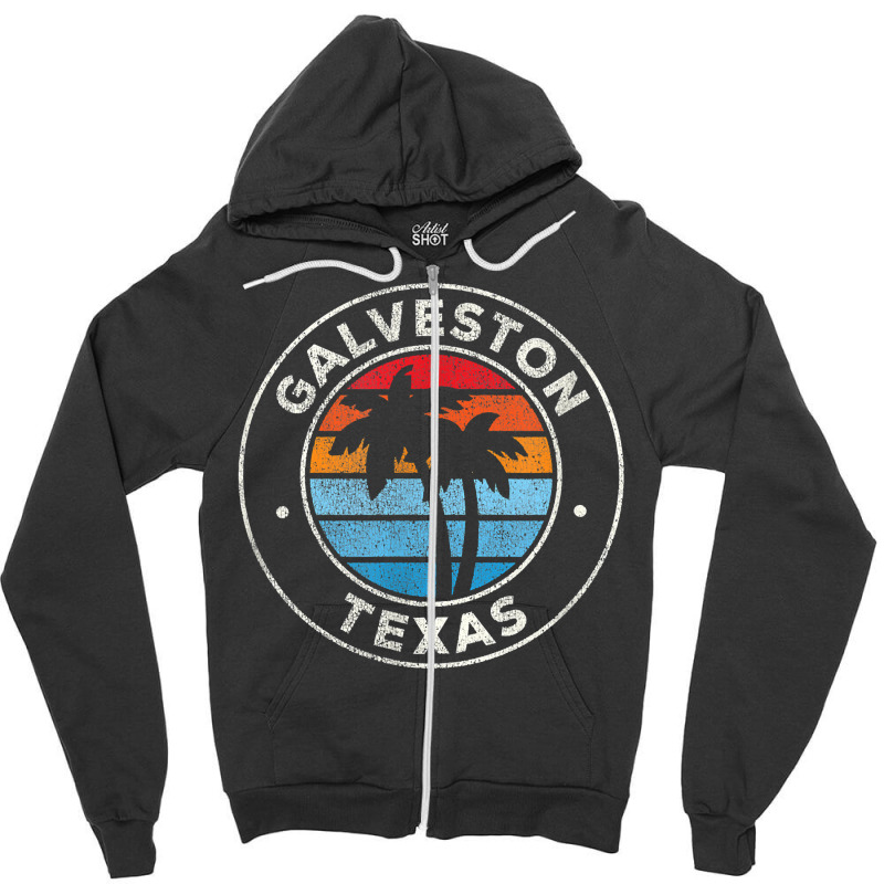 Galveston Texas Tx Vintage Graphic Retro 70s T Shirt Zipper Hoodie by tamkyfashions | Artistshot