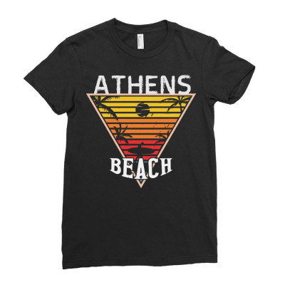 Athens T  Shirt Beach Happiness In Athens T  Shirt Ladies Fitted T-shirt Designed By Reginald67592