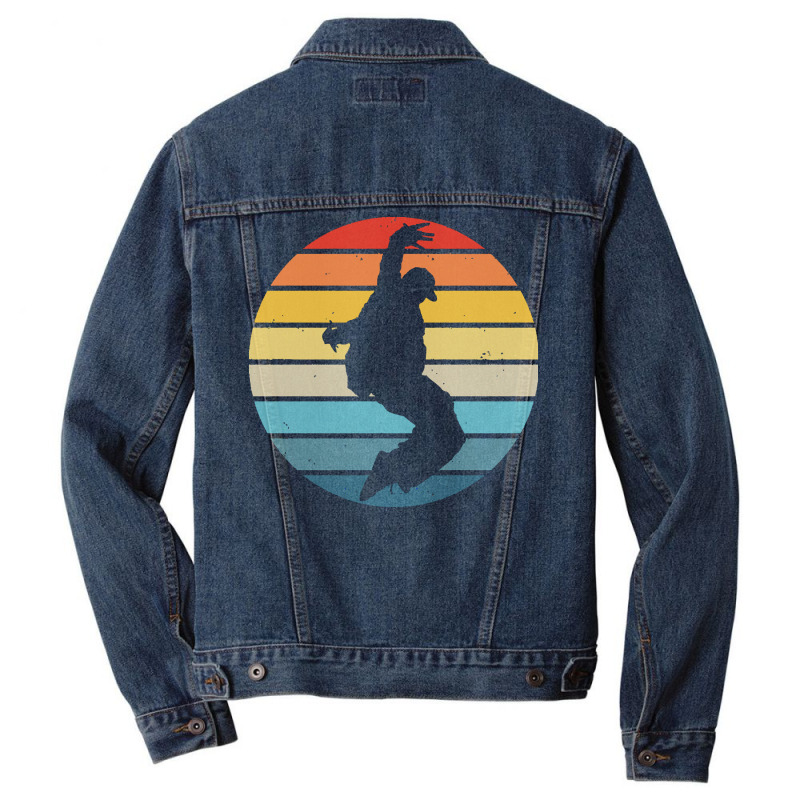 Hip Hop T  Shirt Break Dance Silhouette On A Distressed Retro Sunset D Men Denim Jacket by remoteriver | Artistshot