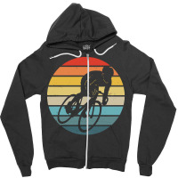 Biker T  Shirt Bicyclist Silhouette On A Distressed Retro Sunset Graph Zipper Hoodie | Artistshot