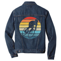 Biker T  Shirt Bicyclist Silhouette On A Distressed Retro Sunset Graph Men Denim Jacket | Artistshot