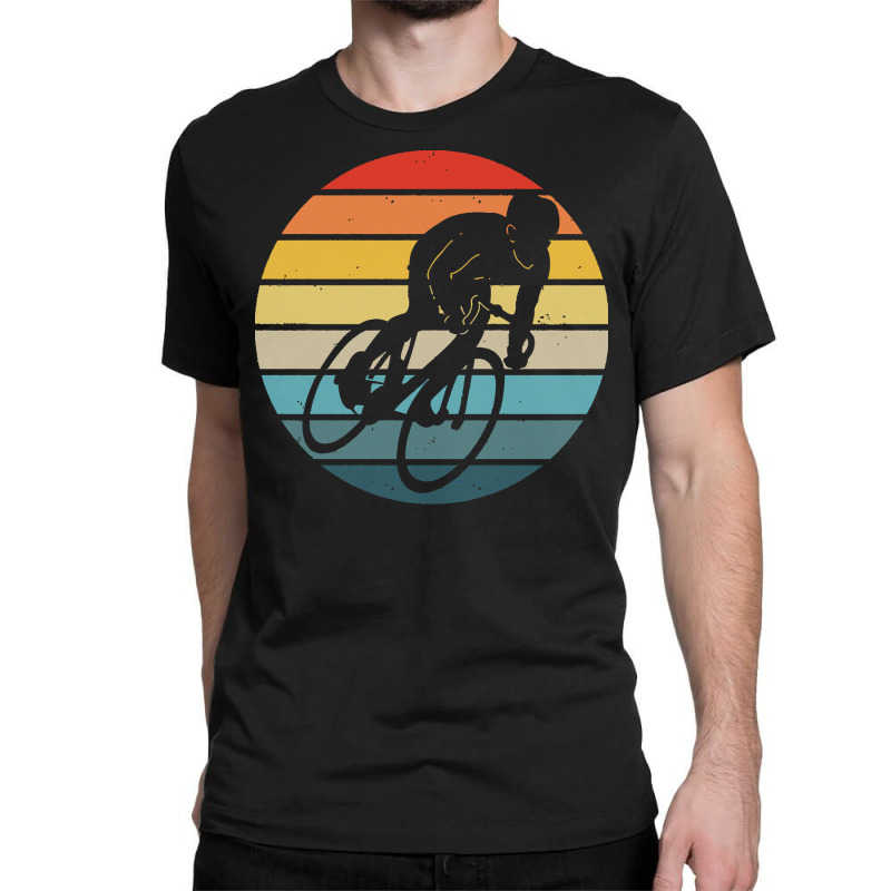 Biker T  Shirt Bicyclist Silhouette On A Distressed Retro Sunset Graph Classic T-shirt | Artistshot