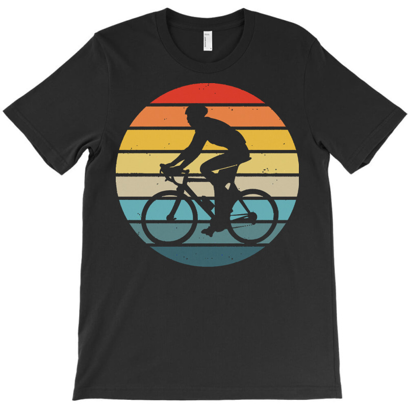 Biker T  Shirt Bicyclist Silhouette On A Distressed Retro Sunset Print T-shirt | Artistshot