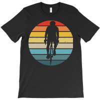 Biker T  Shirt Bicyclist Silhouette On A Distressed Retro Sunset Produ T-shirt | Artistshot