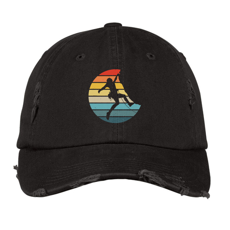 Bouldering T  Shirt Bouldering Silhouette On A Distressed Retro Sunset Vintage Cap | Artistshot