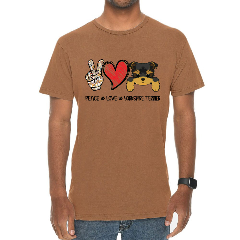 Peace Love Yorkshire Terrier Vintage T-Shirt by hoainv | Artistshot