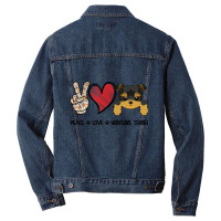 Peace Love Yorkshire Terrier Men Denim Jacket | Artistshot