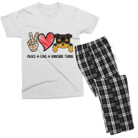 Peace Love Yorkshire Terrier Men's T-shirt Pajama Set | Artistshot