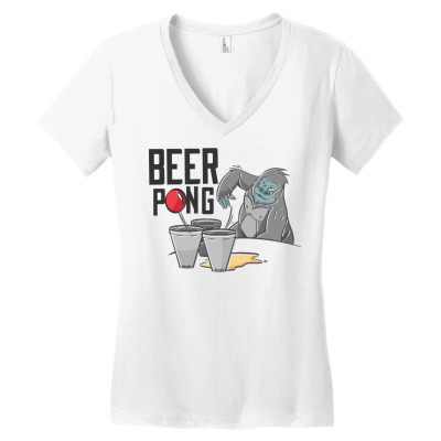 Beer Pong Gorilla Women's V-neck T-shirt Designed By Igaart