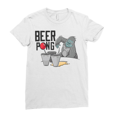 Beer Pong Gorilla Ladies Fitted T-shirt Designed By Igaart