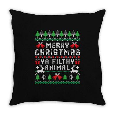 Merry Christmas Ya Filthy Animal Throw Pillow Designed By Tshiart