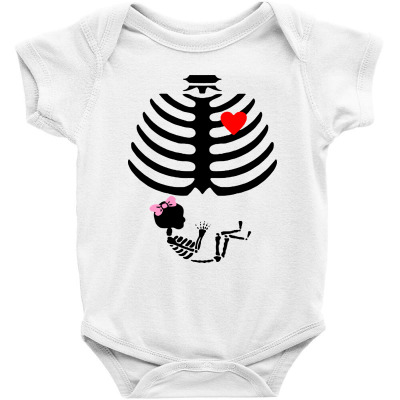 Baby Girl Skeleton Pregnancy Love Halloween Baby Bodysuit Designed By Dampuot Apparel