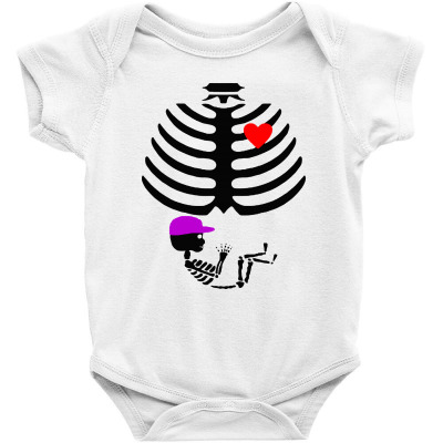 Baby Boy Skeleton Pregnancy Love Halloween Funny Baby Bodysuit Designed By Dampuot Apparel