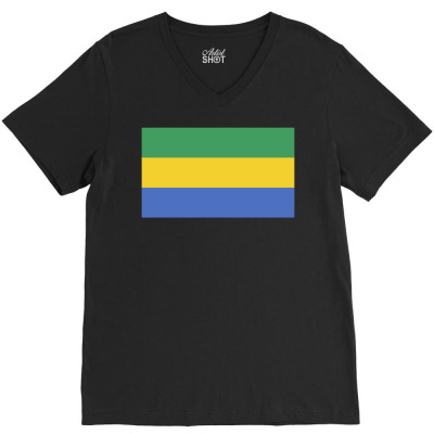 Gabon Flag V-neck Tee Designed By Sengul