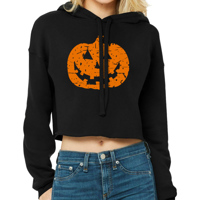 Pumpkin Vintage Smile Cropped Hoodie by Qudkin | Artistshot