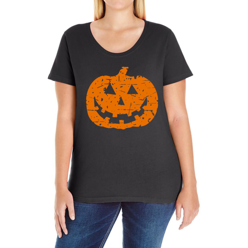 Pumpkin Vintage Smile Ladies Curvy T-Shirt by Qudkin | Artistshot