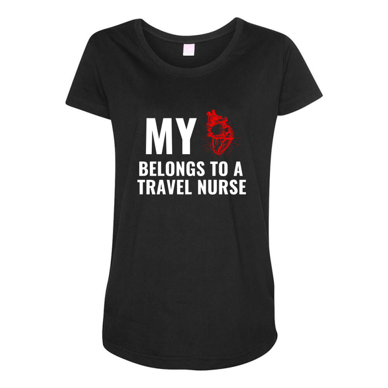 Travel Nurse Funny Heart White Maternity Scoop Neck T-shirt | Artistshot