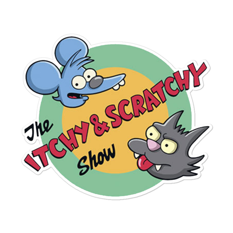 Custom Itchy And Scratchy Show Movie Sticker By Jeffrey - Artistshot