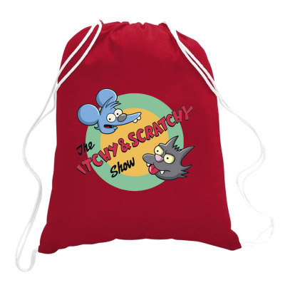 Itchy And Scratchy Show Movie Drawstring Bags Designed By Jeffrey