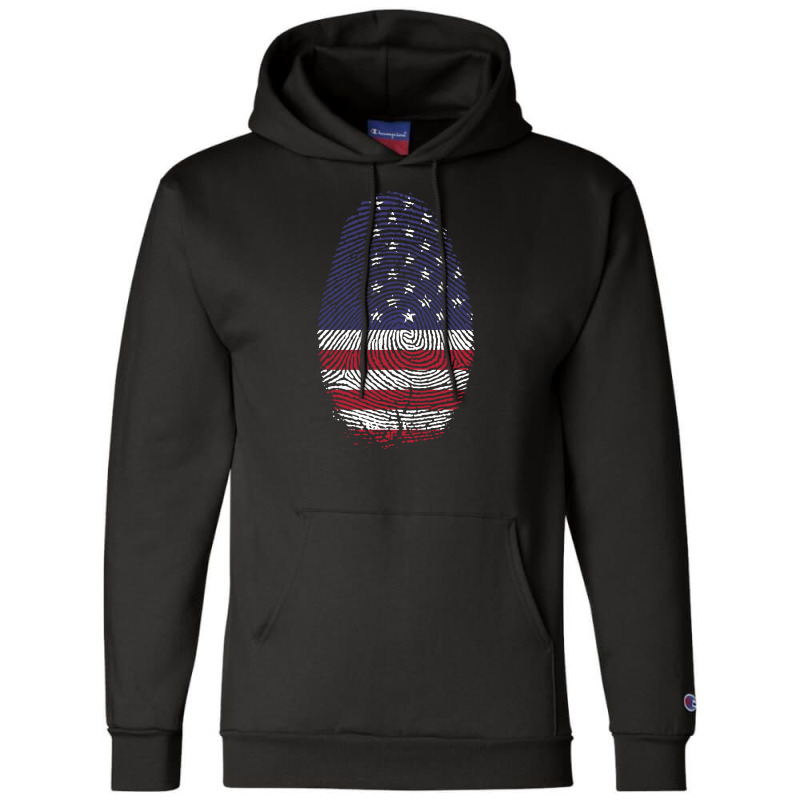 Usa Flag Finger Print Champion Hoodie by Chiks | Artistshot