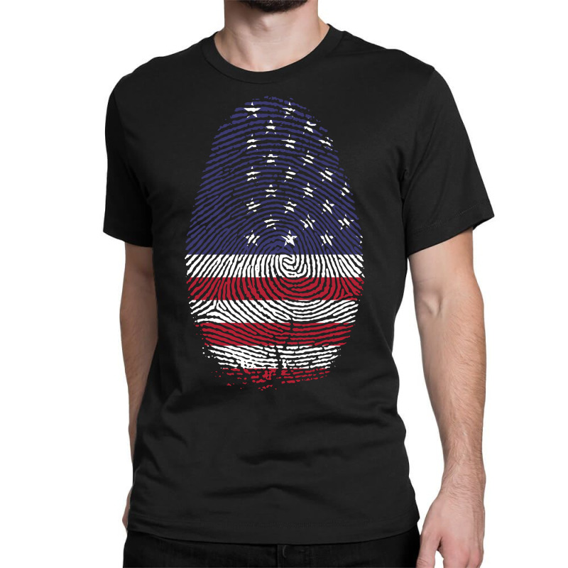 Usa Flag Finger Print Classic T-shirt by Chiks | Artistshot