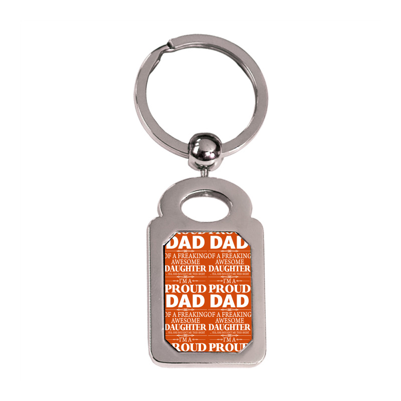 Proud Dad Silver Rectangle Keychain | Artistshot