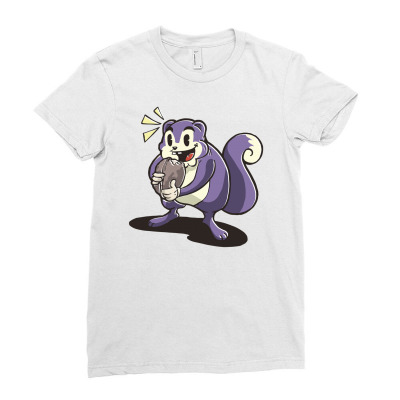 Hungry Squirrel Ladies Fitted T-shirt Designed By Zizahart