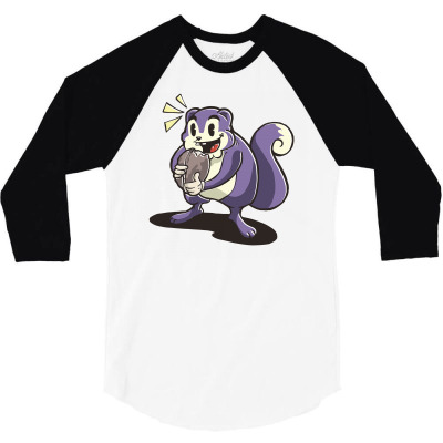 Hungry Squirrel 3/4 Sleeve Shirt Designed By Zizahart