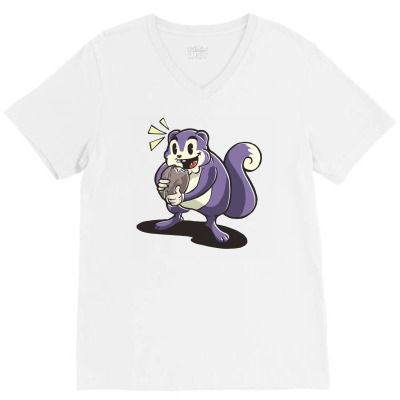 Hungry Squirrel V-neck Tee Designed By Zizahart