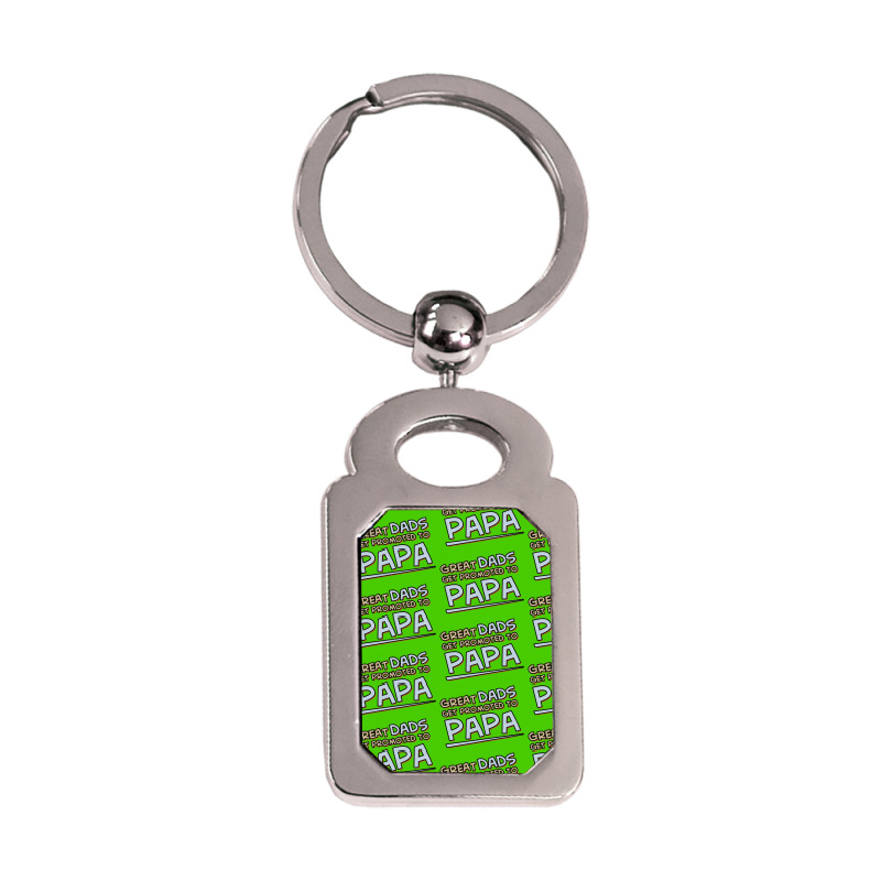 Great Dads Get Promoted To Papa Silver Rectangle Keychain | Artistshot